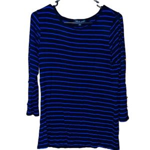Cable & Gauge Quarter Sleeve Striped Top